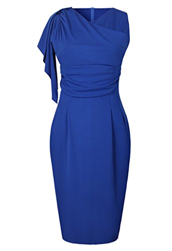 WCOCOW Mujeres Vestidos de Mangas Flounced Lápiz Vestido para Fiesta Bodas Cóctel Vestido De Fiesta Vestidos Cocktail Falda Lapiz (XL, Blue)