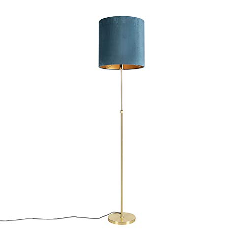 Qazqa Klassisch Stehleuchte mit Schirm, Stehlampe - Parte Fl - Blau, max. 60W, Geeignet für LED, 186.5cm, Ideal als Flur, Küche lampe, Schlafzimmerlampe und Wohnzimmerlampe