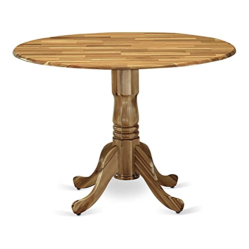 East West Furniture Dlt-Ana-Tp Dublin Modern Dining Table - A Round Kitchen Table Top With Dropleaf & Pedestal Base, 42X42 Inch, Natural #TOP17