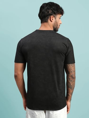 Image of Lux Nitro Men's Cloud Burst Printed Half Sleeve T-Shirt | Cotton Blend Round Neck Tee | Regular Fit Casual Wear