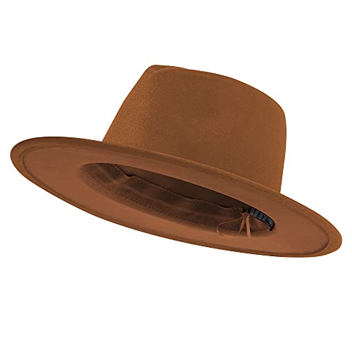 Image of jingsha Fedora Hats for Men & Women Wide Brim Fedora Felt Panama Hat Men's Dress Hats with Belt Buckle