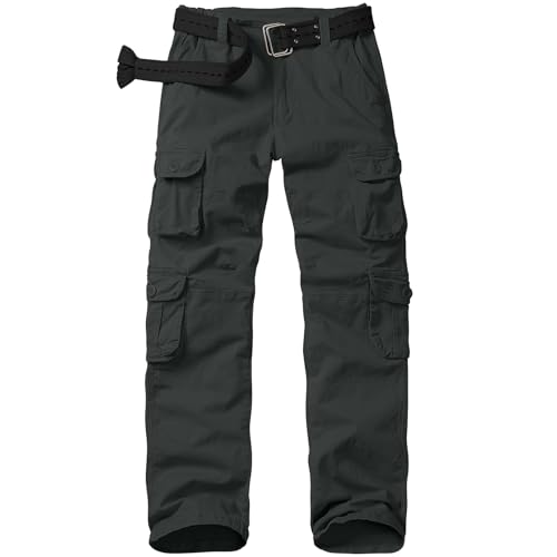 Anteef Womens Cargo Pants with Pockets, Women's Casual Military Army Hiking Combat Tactical Work Pants Trousers(2080 Black Grey S)