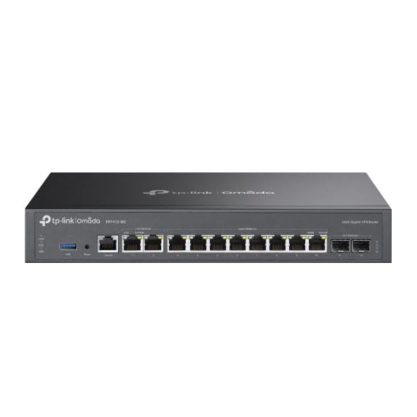 TP-Link ER7412-M2 12-Port Multi-Gig VPN Router (2× 2.5G WAN/LAN, 8× Gigabit WAN/LAN, 2× SFP+ Slots, Hochsicheres VPN, Omada SDN, Zentrales Management, Firewall) ideal für professionelle Netzwerke