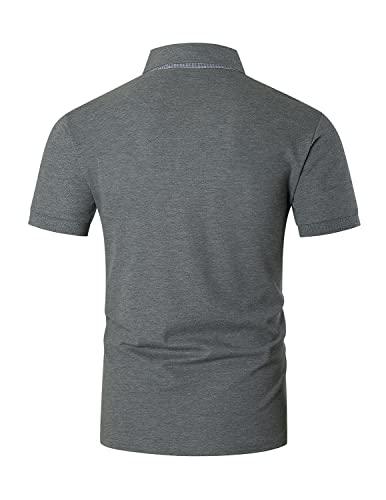 Image of GHYUGR Men's Polo Shirts Short Sleeve Slim Fit Polo Casual Plaid Splice T-Shirts