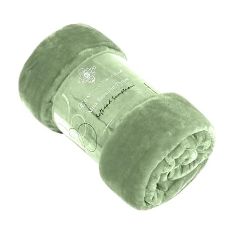GC GAVENO CAVAILIA Sage Green Faux Fur Blanket Cover