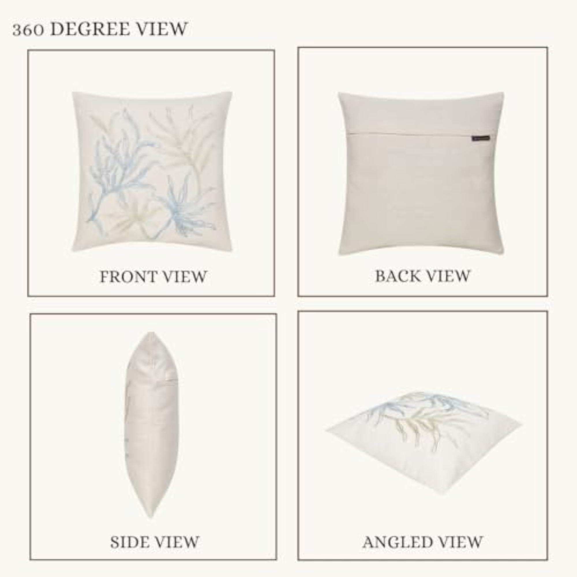 Off White Botanical Embroidered Cushion Cover Set of 2