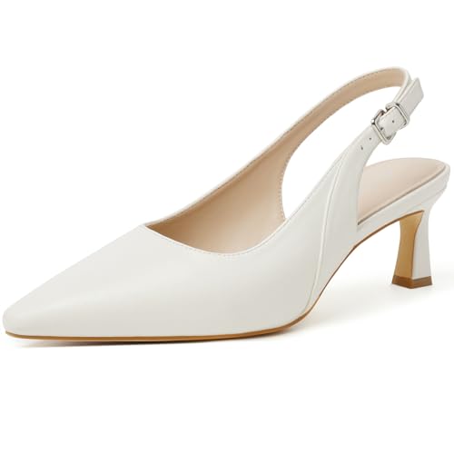 Image of Mostrin Kitten Heels for Women Slingback Pointed Closed Toe Heels Women's Pumps Shoes for Wedding, Party, Commuting