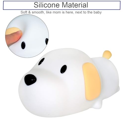 Image of S NMT Silicone LED Papa Puppy Night Light Touch Sensor Switching Night Lamp, Transform Between Warm White 2700K and White 6500K, Safe SIL+ABS, Sleep Timer Setting for Kids Babies Bedside and Nursery