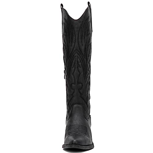 Image of GLOBALWIN Women's The Western Cowboy Cowgirl Embroidered Knee High Boots