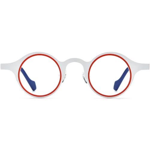 Image of FONEX Colorful Pure Titanium Glasses Frame Women Retro Round Eyeglasses