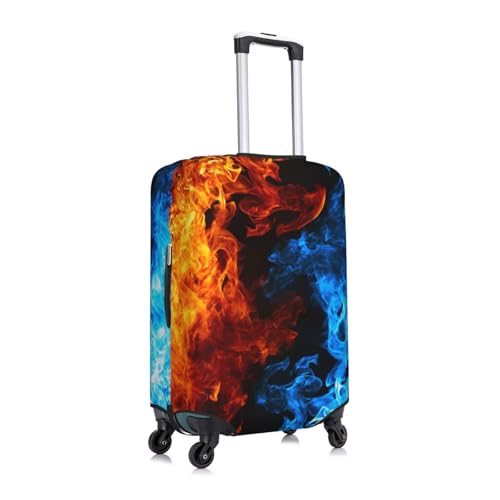 Red blue abstract fire black Elastic Travel Luggage Cover Travel Suitcase Cover for Trunk Case 19''-32'' Luggage Protective Cover3