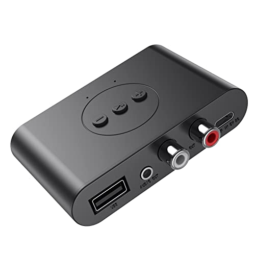 Receptor de Música Bluetooth 5.2, Convertidor Digital USB con Reproductor de Manos Libres y Aux de 3,5 mm para Transmisión Estéreo en Automóvil/hogar
