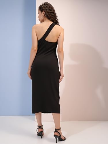 Image of Tokyo Talkies Women's Sleeveless One Shoulder Solid Dresses | Stylish Dresses | Party Dresses