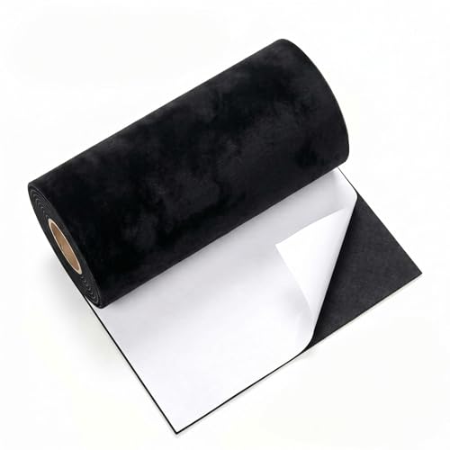 20cm x 148cm Black Felt Self Adhesive Sticky Back Velvet Fabric Roll for Jewellery Box Liner Drawer Insert & DIY Crafts 1mm Thick Soft Craft Felt Sheets for Furniture Scratch Protection