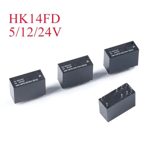 Relais HK14FD DC 5V 12V 24V : composant électronique de conversion 8 pieds lot de 5