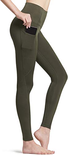 TSLA CLSL Women's Thermal Yoga Pants, High Waist Warm Fleece Lined Leggings, Winter Workout Running Tights with Pockets, Thermal Pocket(xyp84) - Olive, X-Small