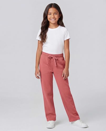 Image of Real Essentials 3 Pack: Girls' Fleece Open Bottom Soft Athletic Performance Casual Sweatpants(Ages 7-16)