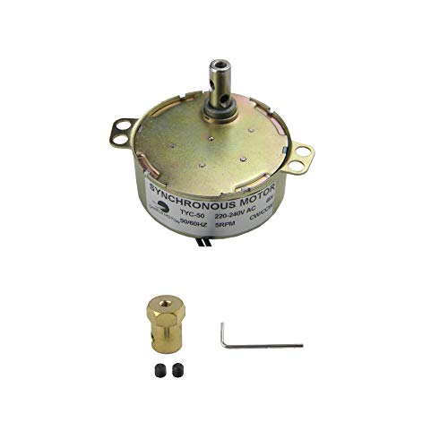 CHANCS Moteur synchrone TYC-50 220V 5-6RPM Moteur de plateau tournant avec connecteur d'accouplement flexible de 7 mm Moteur électrique Boîte de vitesses de...