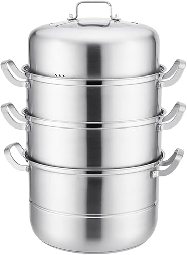SBJKLYRN El Vapor de Acero Inoxidable, Olla de Acero Inoxidable 304 con Fondo Compuesto de 3 Capas Engrosado, Ideal for mariscos al Vapor y Sopa de Pollo.(30CM)