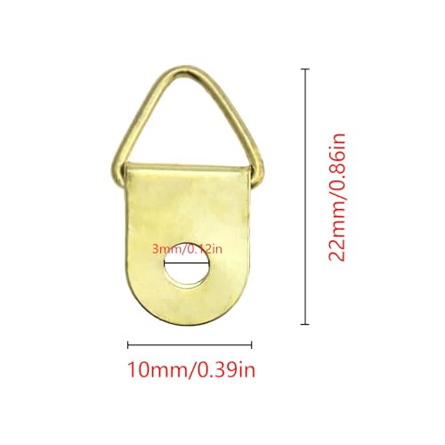 Image of 100PCS 21x10mm Gold and Black Decorative Triangle Hanging Ring Picture Frame Hook Metal Clock Artwork Ring Suitable for Clock and Artwork