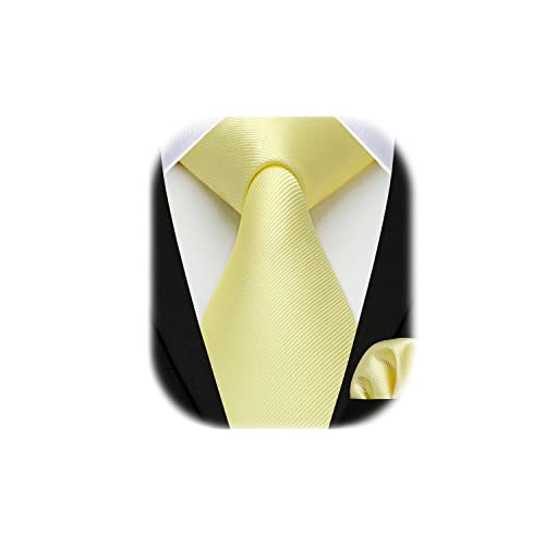 Enlision Corbata Amarillo Claro Corbatas de Hombre Elegantes Conjunto Corbata y Pañuelo a Juego Cuadrado de Bolsillo de Color Liso para Hombres