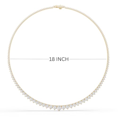 TimeLess Classics Tennis Graduated Lab Grown Diamond Necklace for Women in 14K White and Yellow Gold From 7-25 CTTW4