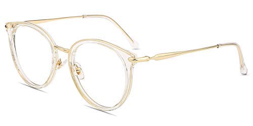Firmoo Gafas de Luz Azul para Ordenador Gaming con UV Filtro, Protección Antifatiga   Montura Redonda Clásica