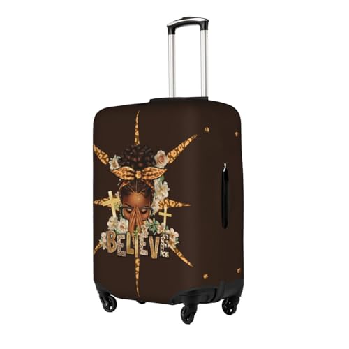 Image of Travel Suitcase Protector African American Girl Elastic Protective Washable Luggage Cover With Concealed Zipper Suitable For 18-32 Inch, Color-3-46, S (for 18--21 inch luggage)
