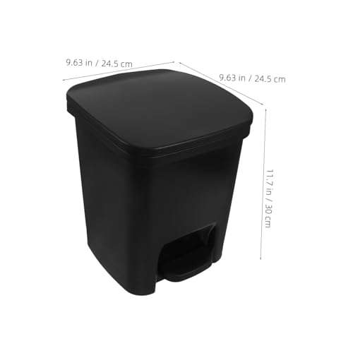 Bote de basura plástico con tapa y pedal 10L negro miniatura 2