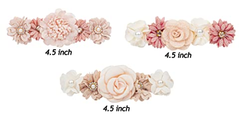Xuoaz Baby Girls Floral Headbands Set-Flower Crown Elastic Hairband For Newborn Toddler Hair Accessories (Pack Of 3) #TOP4