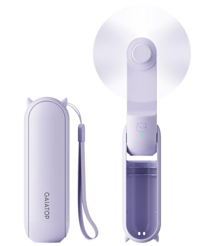 Image of Gaiatop Mini Handheld Fan, Portable Personal Folding Cooling Hand Fan Rechargeable Battery Operated with 2 Speed USB Desk Fan for Home Office Travel (Purple)