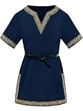 Haloumoning Kids Medieval Costume Shirt Boys Tunic Renaissance Viking Knight Halloween Tops 4-12 Years