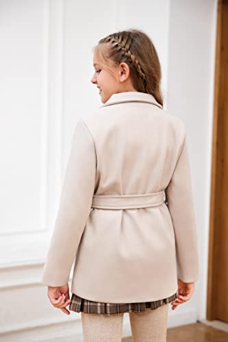 Runcati Baby Kids Boys Girls Classic Wool Blend Coat Winter Double Breasted Trench Coat Outwear Pea Coat Jacket with Belt3