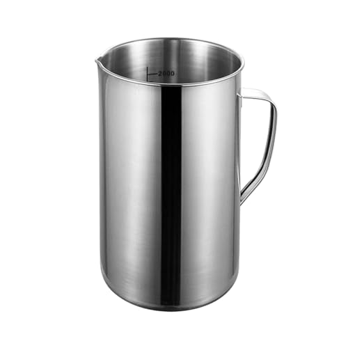 F Fityle Tasse à Mesurer en Acier Inoxydable, Pichet de Cuisine Polyvalent 2L, Design Ergonomique avec Poignée, Verre Doseur pour Boulangerie et Cuisson