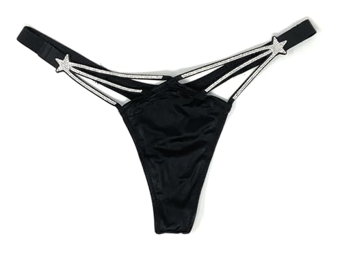 Victoria's Secret Very Sexy Shine Rhinestone Bling Thong Panty (US, Alpha, Medium, Regular, Regular, Black St.)