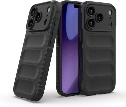 Image of ShieldTech AirGuard Series Back Cover Case for Apple iPhone 17 Pro | Microfiber Lining | Airbag Cushion Drop Protection | Shockproof Silicone Cover Case | Anti Slip Grip - Black for iPhone 17 Pro
