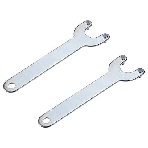 sourcing map Llave de amoladora angular, tuerca de bloqueo de hierro, llave de acabado de zincado de 2 puntas, 2 uds. Cover