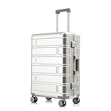 Reisekoffer Ganzmetall-Koffer aus Aluminium-Magnesium-Legierung mit Universalrädern, modischer Trolley-Koffer, Passwort-Koffer, einfacher Koffer Weichschalenkoffer ( Color : Silver , Size : 28inch )