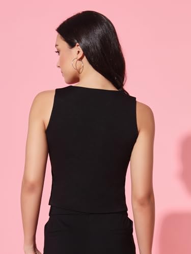 Image of Trend Arrest.ed Women's V-Neck Waistcoat | Button-Down Sleeveless Top | Premium Stretchable Lycra Formal & Casual Layer