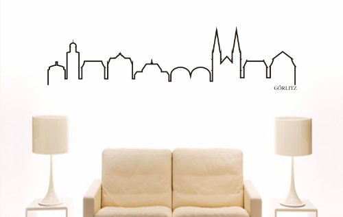 INDIGOS UG Wandtattoo 'Görlitz Skyline' – Schwarz, 40x11 Cm, Selbstklebend, Für Wohnzimmer, Büro & Mehr
