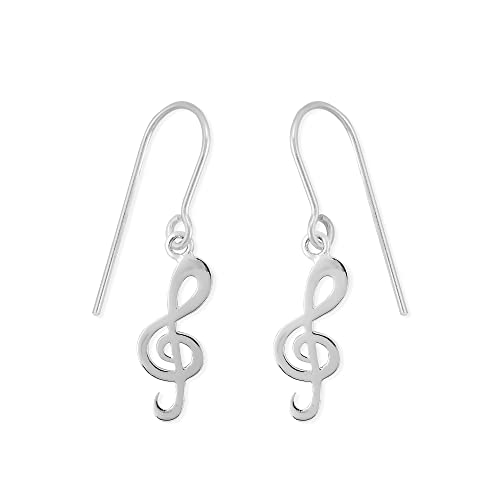 Boma Jewelry Sterling Silver Treble Clef Music Dangle Earrings
