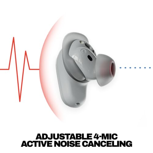 Image of Skullcandy Method 360 ANC Wireless Earbuds, Sound by Bose, Bluetooth Headphones, Premium Noise Cancelling, Up to 40 Hrs Battery, Sweat and Water Resistant, Microphone for iPhone Android - Cement