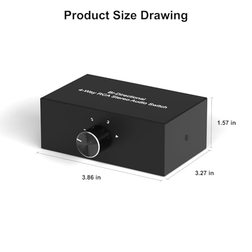 Image of Dingsun 4-Way Stereo Audio Switcher, Bi-Directional Right and Left Channel Audio Selector Box for Blu-ray Players or DVD Players Active Speakers (4In-1Out /1In-4Out)