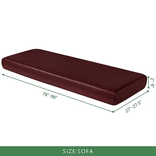 Tikami Pu Couch Cover Leather Cushion Seat Slipcover Waterproof Stretch Elastic Furniture Protector For Sofa Cuchion 2 Seater(Wine) #TOP2