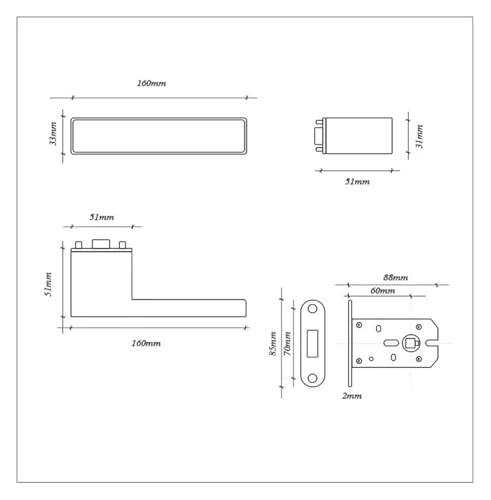 Serrure porte alliage aluminium au design minimaliste épuré - 4