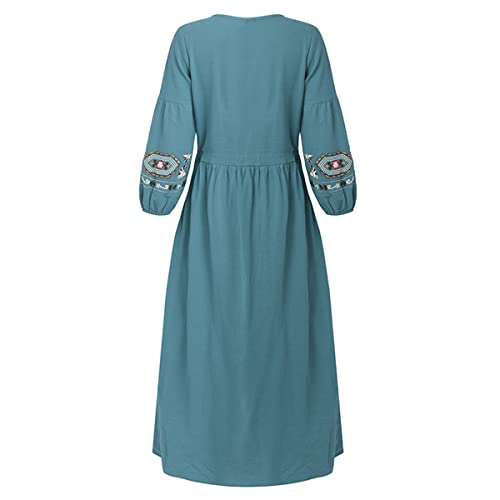 Robe d'été bohème mi-longue robe de soirée ample à volants bleu clair