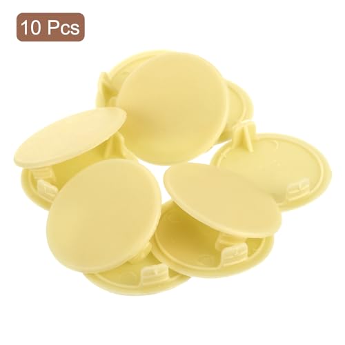 Image of uxcell 10Pcs Hinge Hole Covers, 35mm(1-3 /8 inch) Dia Plastic Concealed Hole Cover Round Flush Type Caps for Furniture Cabinet Cupboard, Beige
