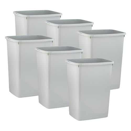 Superio Large Kitchen Trash Can 13 Gallon, 52 Qt Waste Bin for Kitchen, Garage, Indoor and Outdoor Trash Can (6, White Smoke)