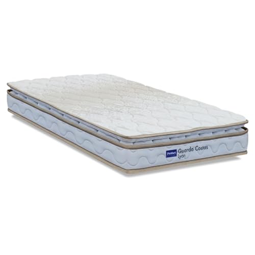 Colchão Solteiro Probel Espuma D33 Pillow Top 88x188x18cm Guarda Costas Lyon Branco/Bege