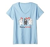 Photo Gallery donna merry catmas cat lover christmas funny cats with santa hat maglietta con collo a v Photo Gallery donna merry catmas cat lover christmas funny cats with santa hat maglietta con collo a v